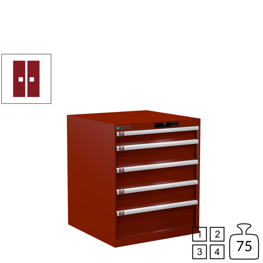 Lista Schubladenschrank - 14.410.010 - 850x717x725 mm (HxBxT) - 5 Schubladen - 75 kg - Key Lock - lichtblau (RAL 5012)
