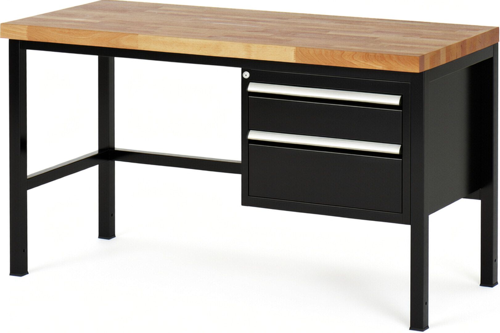 Werkbank - 2 Schubladen - Teilauszug - 150:1 / 210:1 - Höhe 840-1.040 mm - 1.500 x 700 mm - 1.250 kg - Buche - Anthrazitgrau