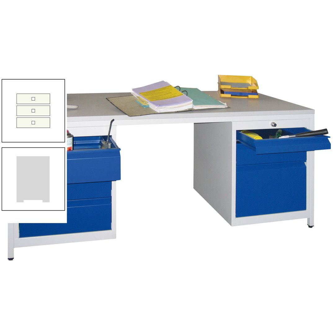 Meisterschreibtisch - 6 Schubladen, 75 / 125 / 150 / 175 / 300 mm - 720 x 1.700 x 800 mm (HxBxT) - anthrazitgrau