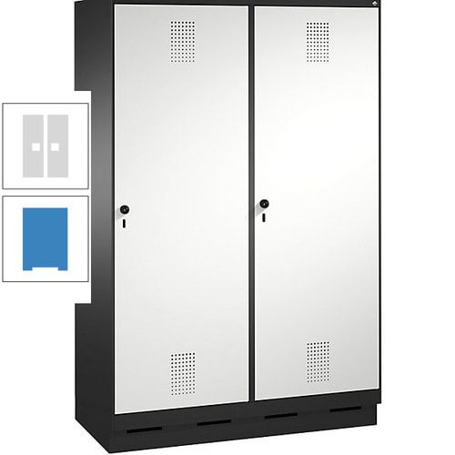 Doppel-Spind, Garderobenschrank, 2 Türen für 4 Abteile a 300 mm, Korpus anthrazitgrau, Türen anthrazitgrau, 1.800 x 1.200 x 500 mm (HxBxT)
