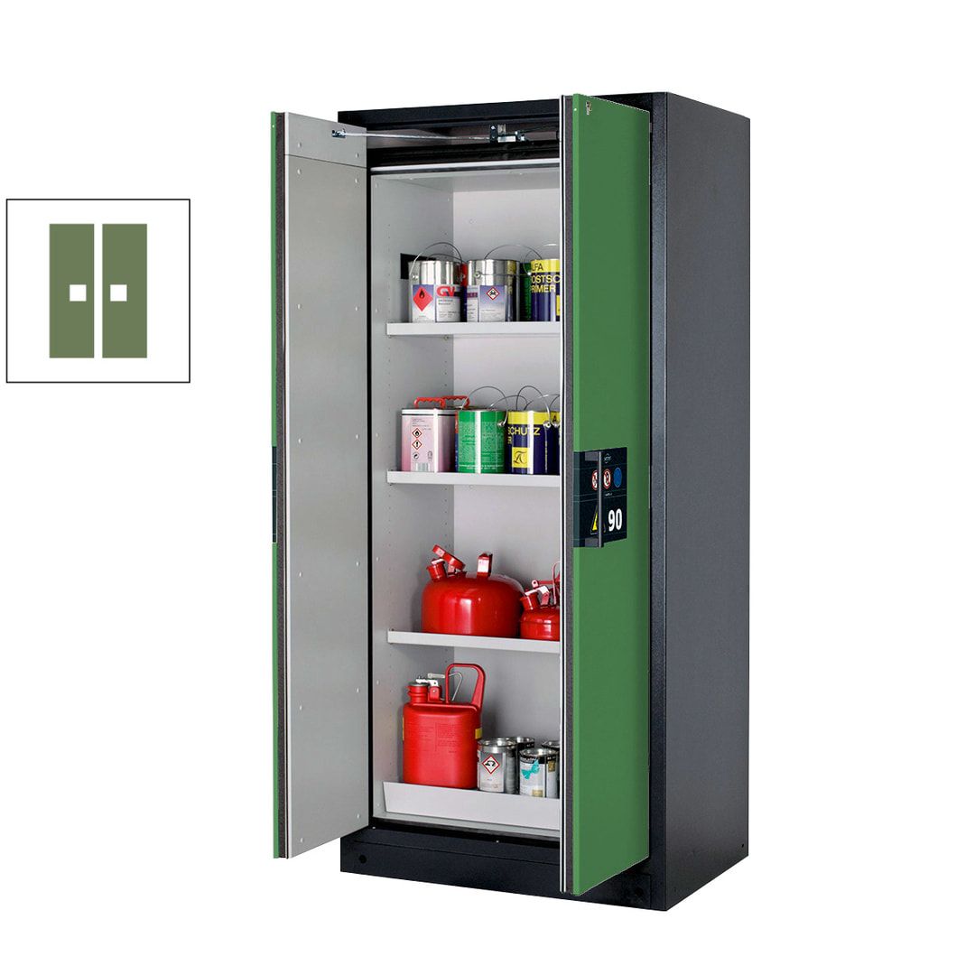 Gefahrstoffschrank - 1.953x893x615 mm - 3 Fachböden - Edelstahl - Lochblech - enzianblau
