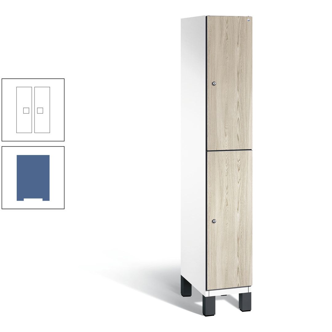 Fächerschrank, Garderobenschrank, mit Füßen, 1 Abteile, 1.980 x 300 x 525 mm (HxBxT), Korpus anthrazitgrau, Tür Donau-Ahorn