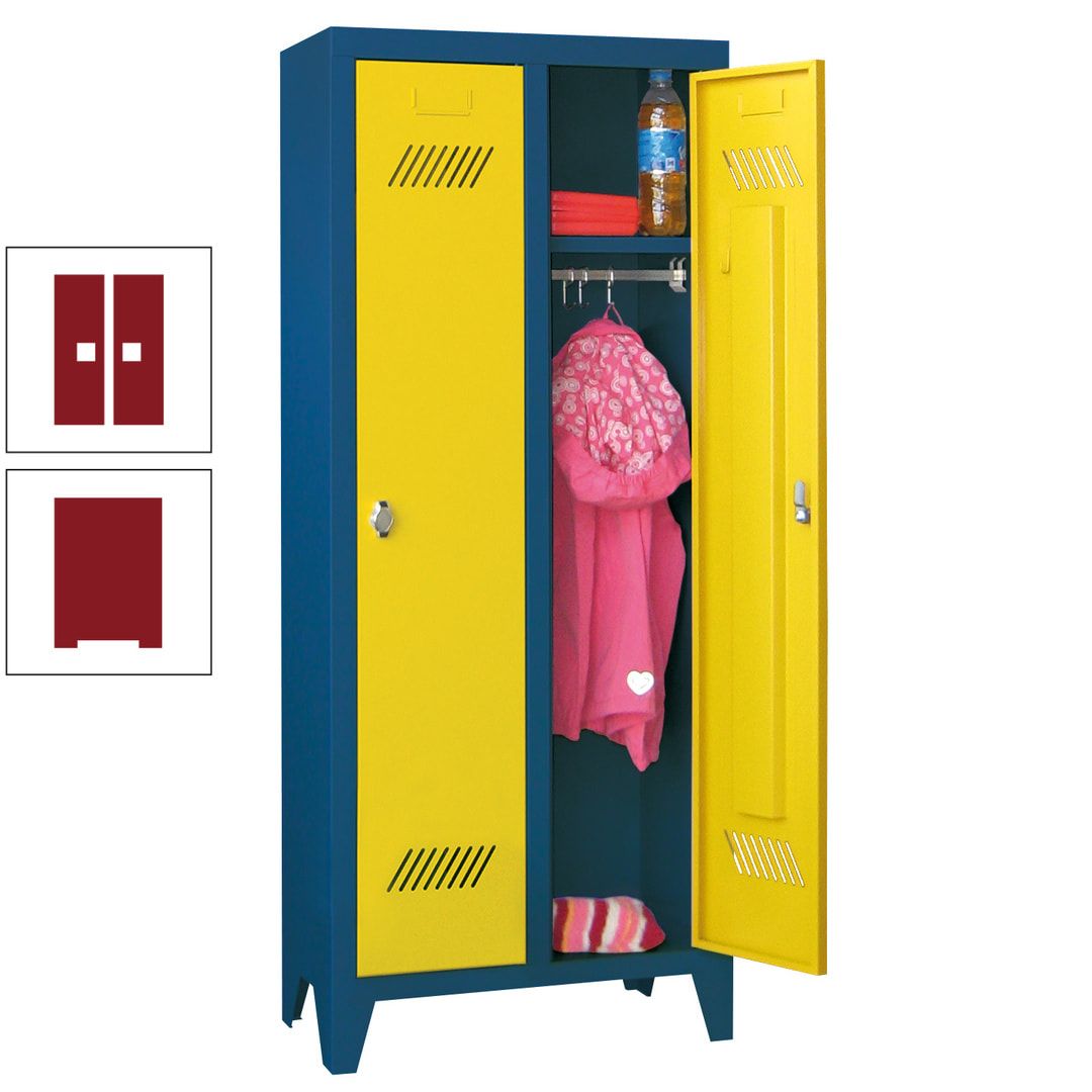 Spindschrank f. Kindergärten - mit Füßen - Höhe 1.300 mm - 2 Abteile a 250 mm - Zylinderschloss - anthrazitgrau