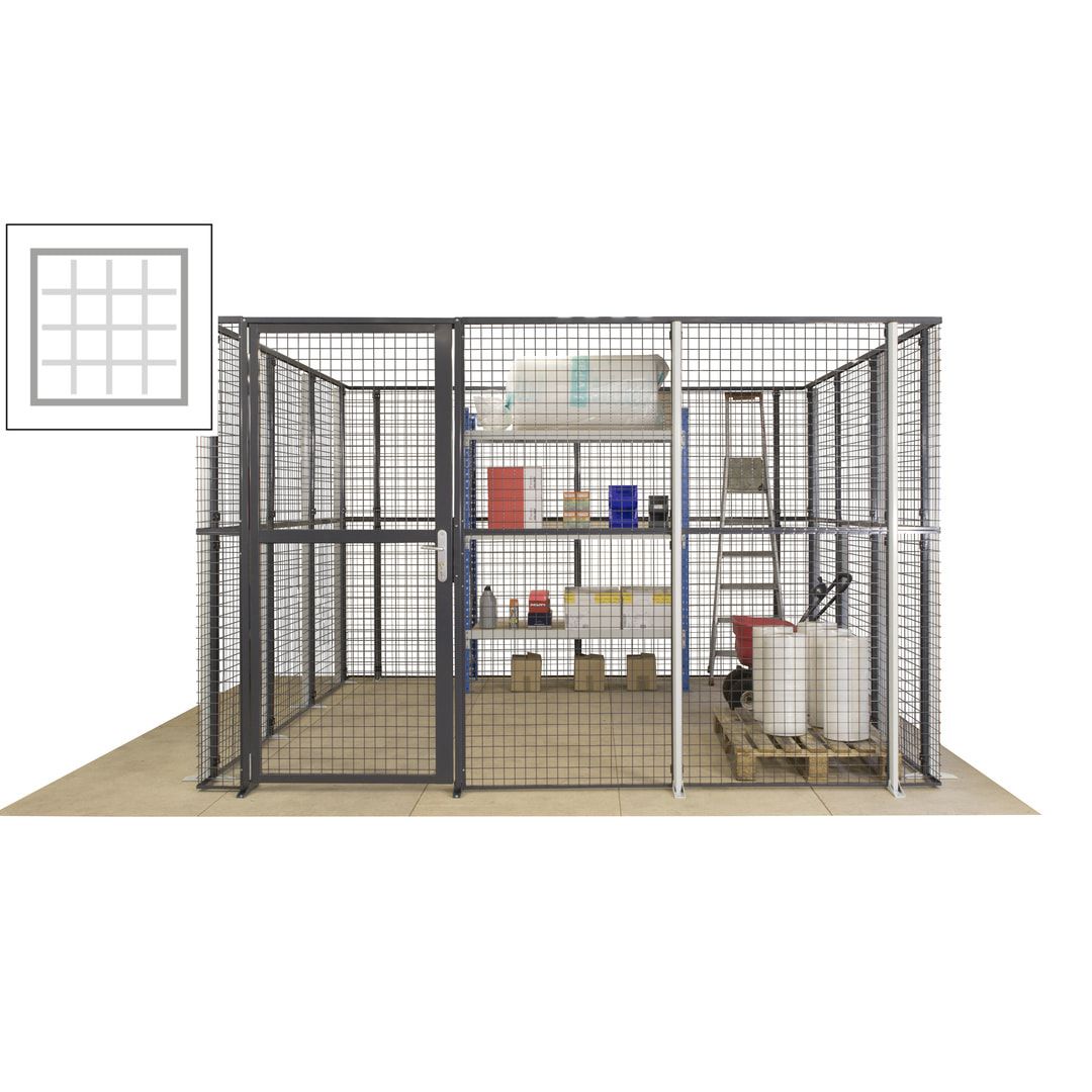 Maschinen Schutzgitter - Hallentrennwand - Sicherheitszaun - Tür - 108 m - 2.200 x 33.400 x 21.400 mm (HxBxT) - enzianblau