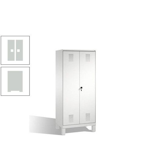 Doppel-Spind, Doppeltüren, Garderobenschrank mit Füßen, 2 Abteile a 400 mm, Korpus anthrazitgrau, Tür anthrazitgrau, 1.850 x 800 x 500 mm (HxBxT)