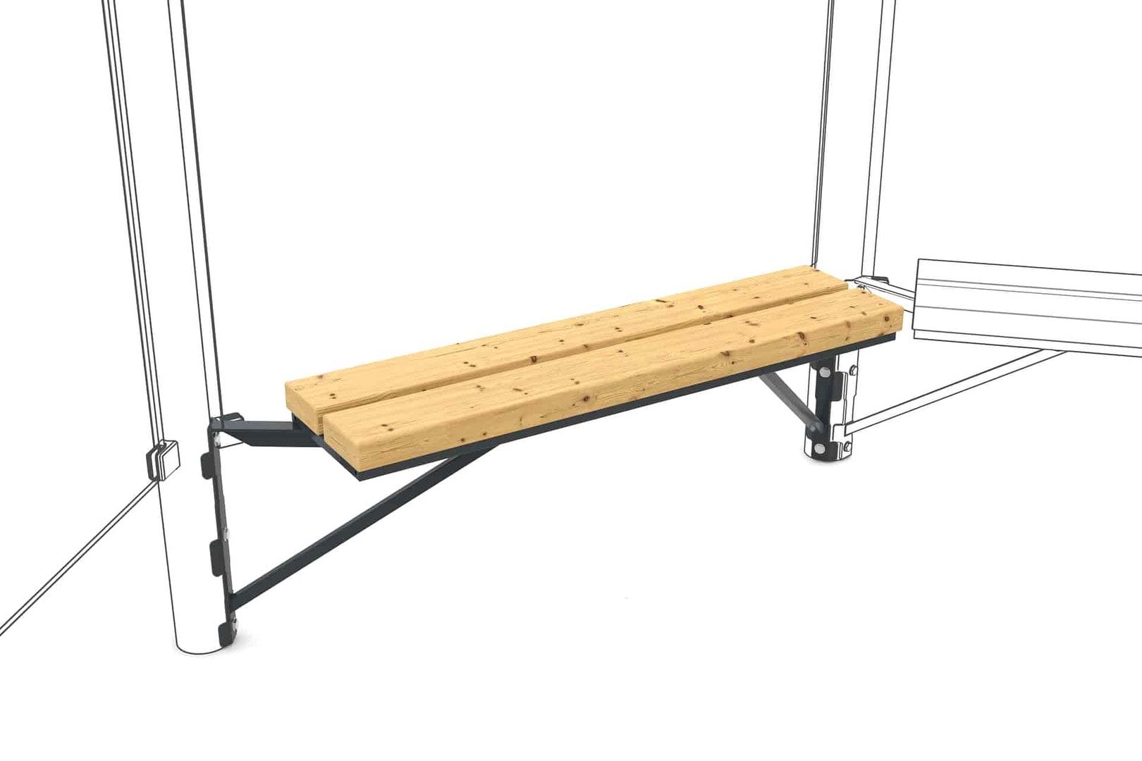 Holz-Sitzbank, Unterkonstruktion in anthrazitgrau (RAL 7016)