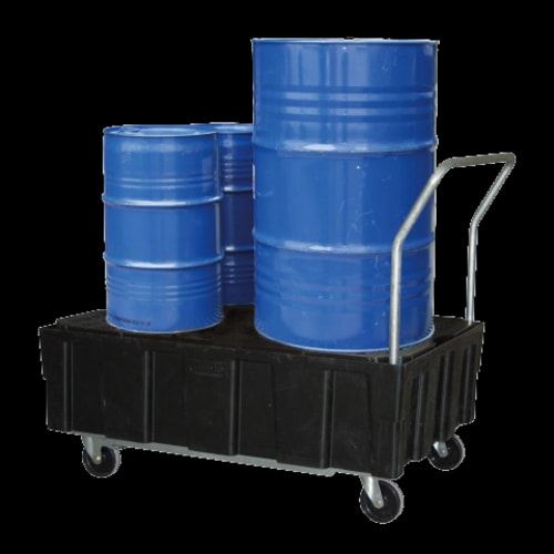 PE-Auffangwanne - fahrbar - 224 l - 600 kg - 1.040 x 1.205 x 805 mm - schwarz - Gitterrost