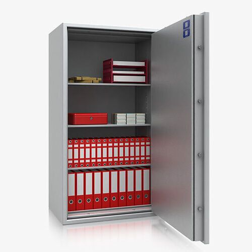 Dokumententresor, Geldschrank, Safe, VdS Klasse 2, 60 Minuten feuerfest, Türen 1-flügelig, Höhe wählbar, 892 x 497 mm (BxT), Farbe lichtgrau
