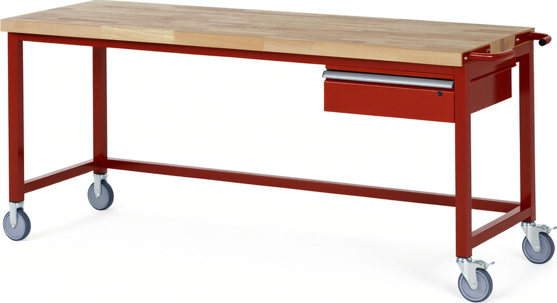 Mobile Werkbank mit 1 Schublade - 150:1 - höhenverstellbar 880-1.080 mm - 2.000 x 700 mm (BxT) - 450 kg - Buche - Anthrazitgrau