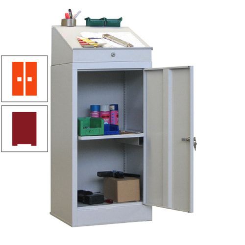 Stehpult mit Schrank - Vollblechtür - Zylinderschloss - 1 Ausziehboden - 1.270x500x500 mm (HxBxT) - anthrazitgrau