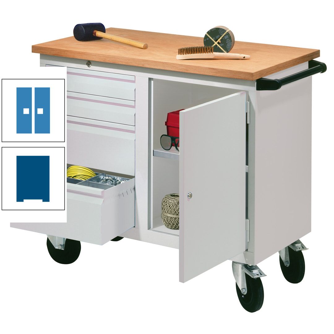 Mobile Werkbank - Werkstattwagen - 915 x 1.090 x 600 mm - 4 Schubladen und Schrankfach - anthrazitgrau