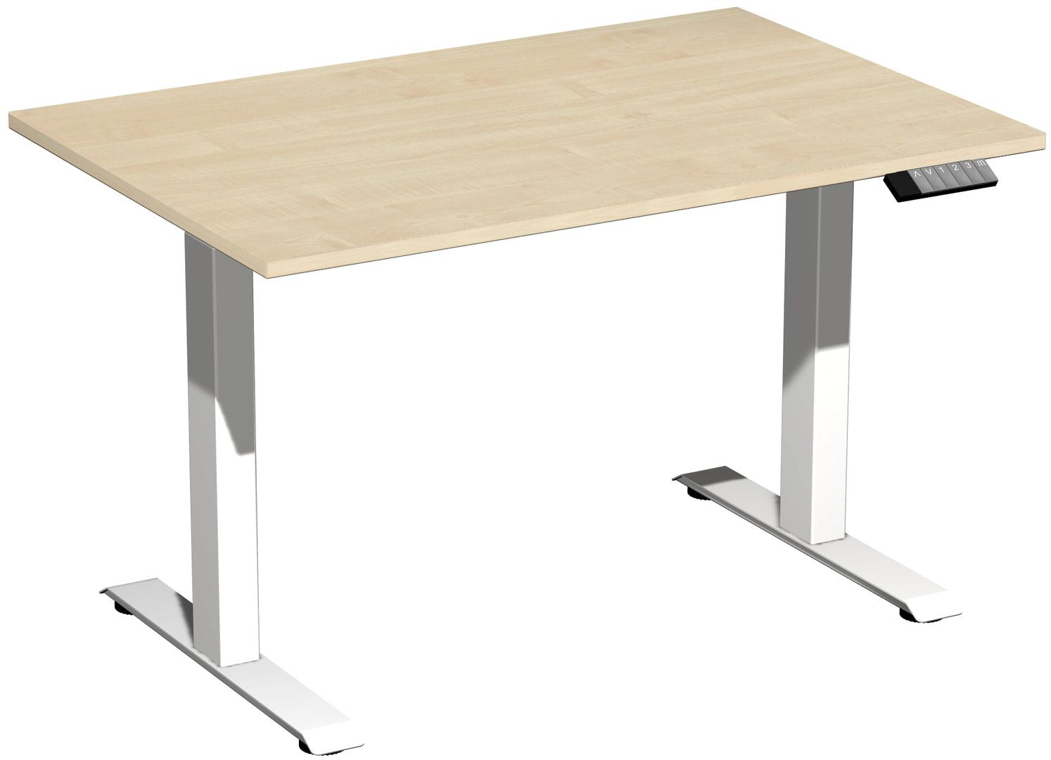 Schreibtisch, Elevate Basic, elektronisch höhenverstellbar, 730 - 1.230 x 1.200 x 800 mm (HxBxT), Gestell anthrazit, Dekor Ahorn