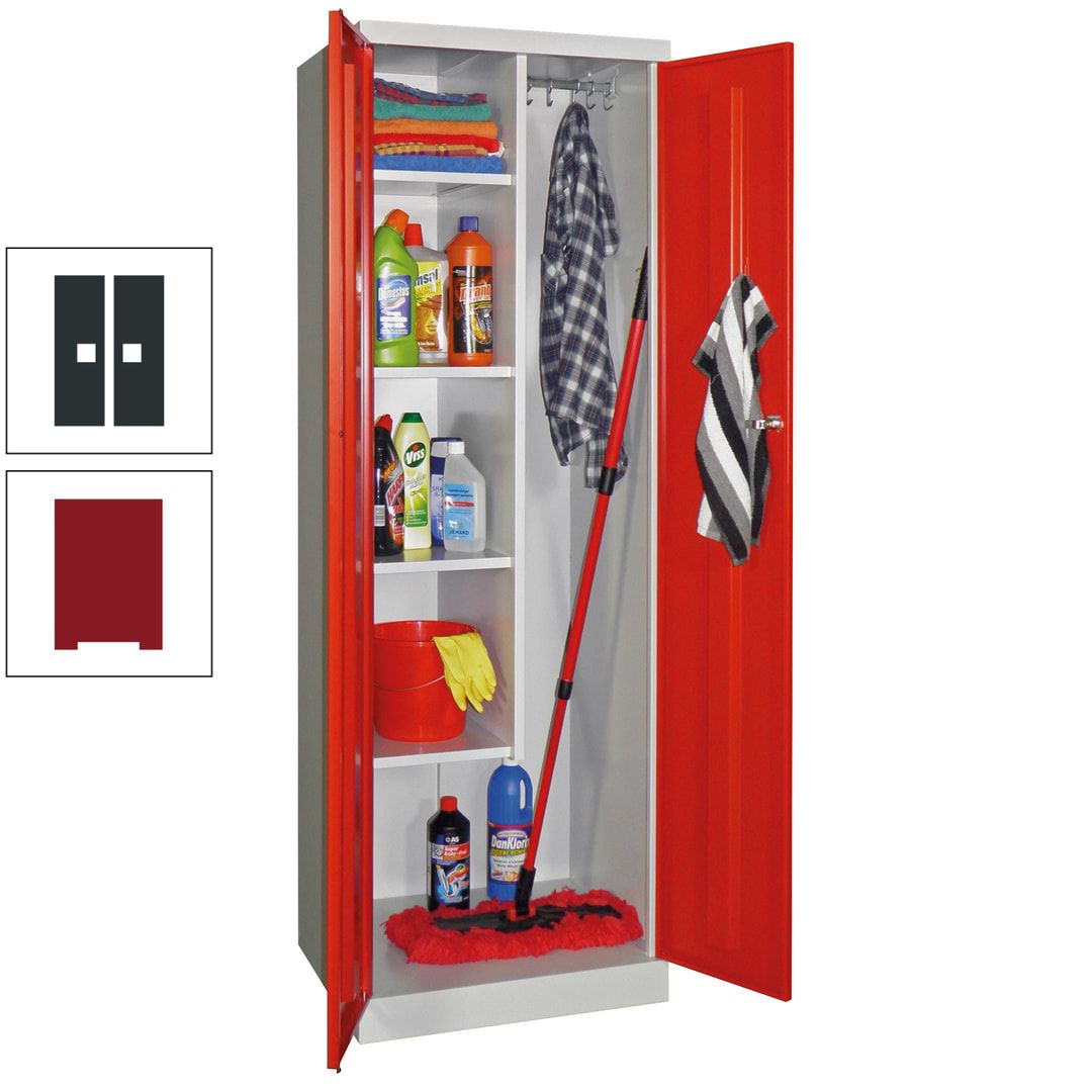 Putzschrank mit Sockel - 1 Abteil mit Trennwand - 1.800x600x500 mm (HxBxT) - Zylinderschloss - anthrazitgrau