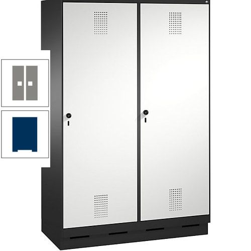 Doppel-Spind, Garderobenschrank, 2 Türen für 4 Abteile a 300 mm, Korpus anthrazitgrau, Türen anthrazitgrau, 1.800 x 1.200 x 500 mm (HxBxT)