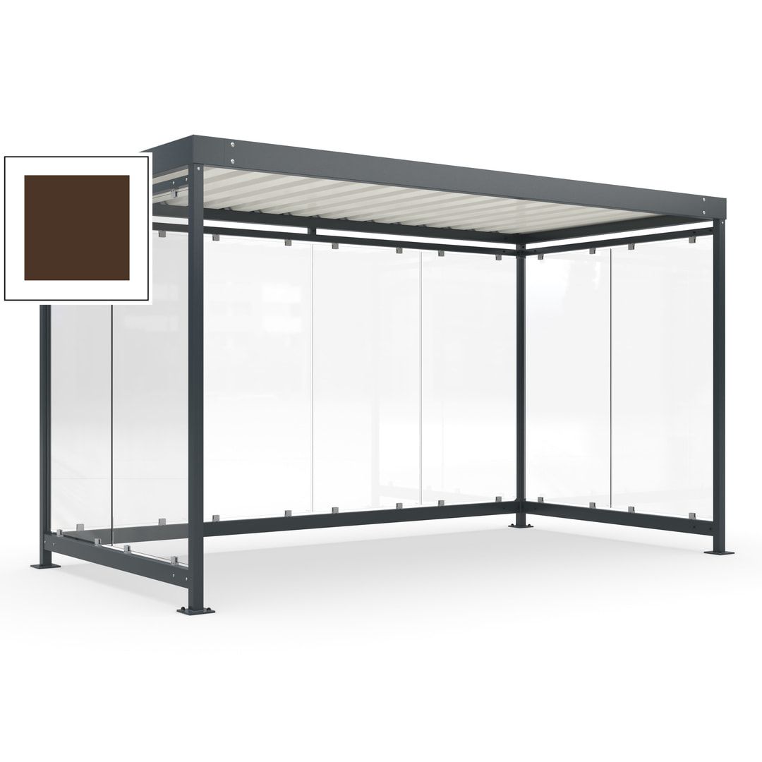 Fahrradunterstand, Fahrgastunterstand, Bushaltestelle, Bausatz, 12-13 Personen, 2.510 x 4.195 x 2.165 mm (HxBxT), 8 Wände, Achatgrau