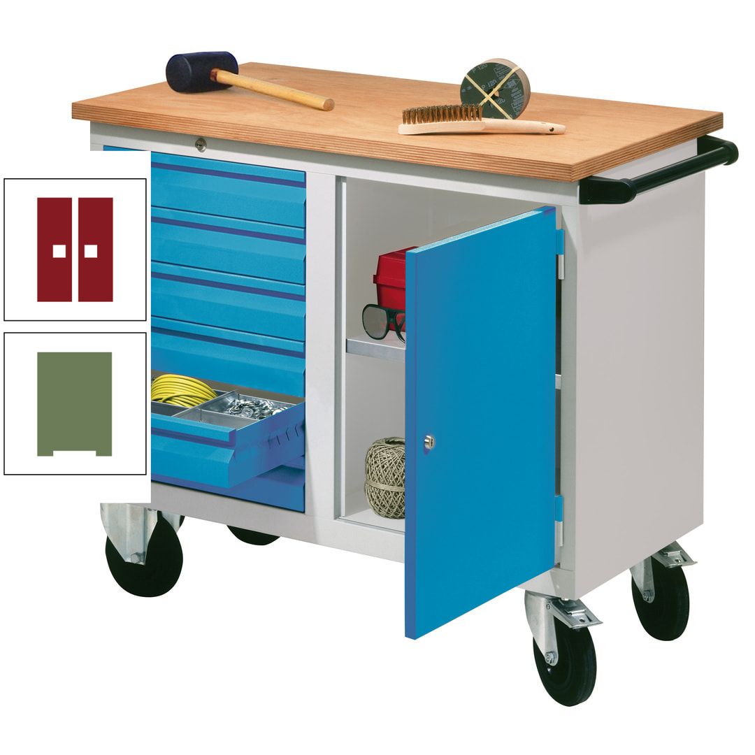 Mobile Werkbank - Werkstattwagen - 915 x 1.090 x 600 mm - 6 Schubladen und Schrankfach - anthrazitgrau