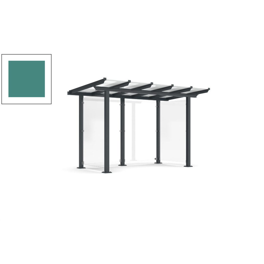 Unterstand mit Pultdach und Sicherheitsglas - feuerverzinkt und farbbeschichtet - 2.435 x 3.850 x 2.090 (HxBxT) - Farbe Achatgrau