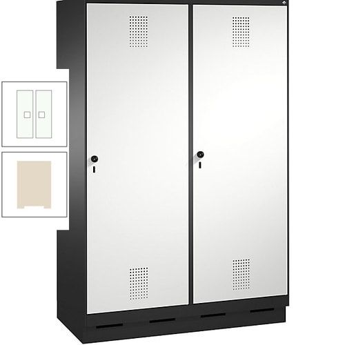 Doppel-Spind, Garderobenschrank, 2 Türen für 4 Abteile a 300 mm, Korpus anthrazitgrau, Türen anthrazitgrau, 1.800 x 1.200 x 500 mm (HxBxT)