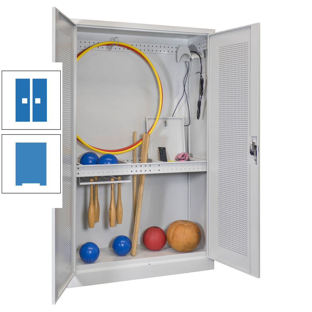 Sportschrank - Lochfeldtüren - Variante 1 - 1.950x1.200x500 mm (HxBxT) - anthrazitgrau