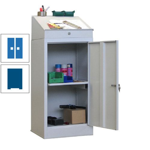 Stehpult mit Schrank - Vollblechtür - Zylinderschloss - 1 Ausziehboden - 1.270x500x500 mm (HxBxT) - anthrazitgrau