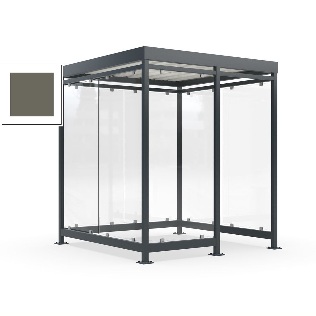 Raucherunterstand, Bushaltestelle, 7 Wände, 6-7 Personen, 2.510 x 2.165 x 2.165 mm (HxBxT), Farbe Achatgrau
