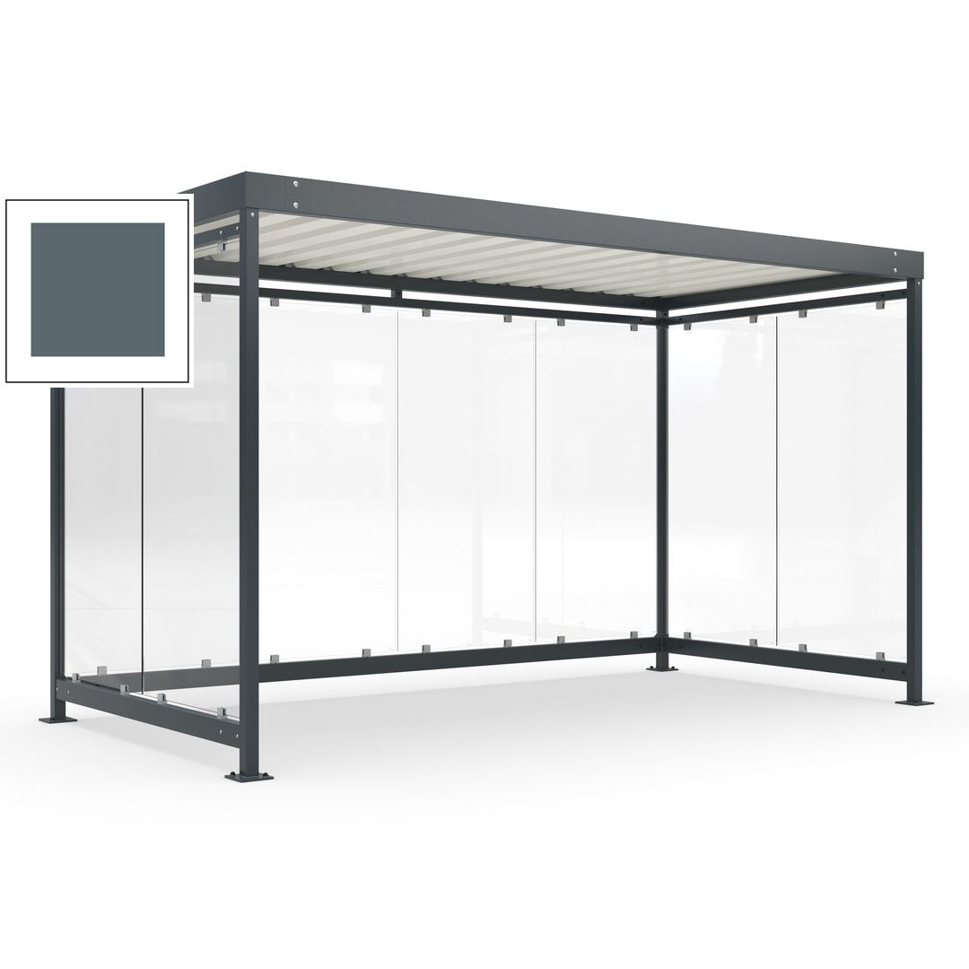 Fahrradunterstand, Fahrgastunterstand, Bushaltestelle, Bausatz, 12-13 Personen, 2.510 x 4.195 x 2.165 mm (HxBxT), 8 Wände, Achatgrau