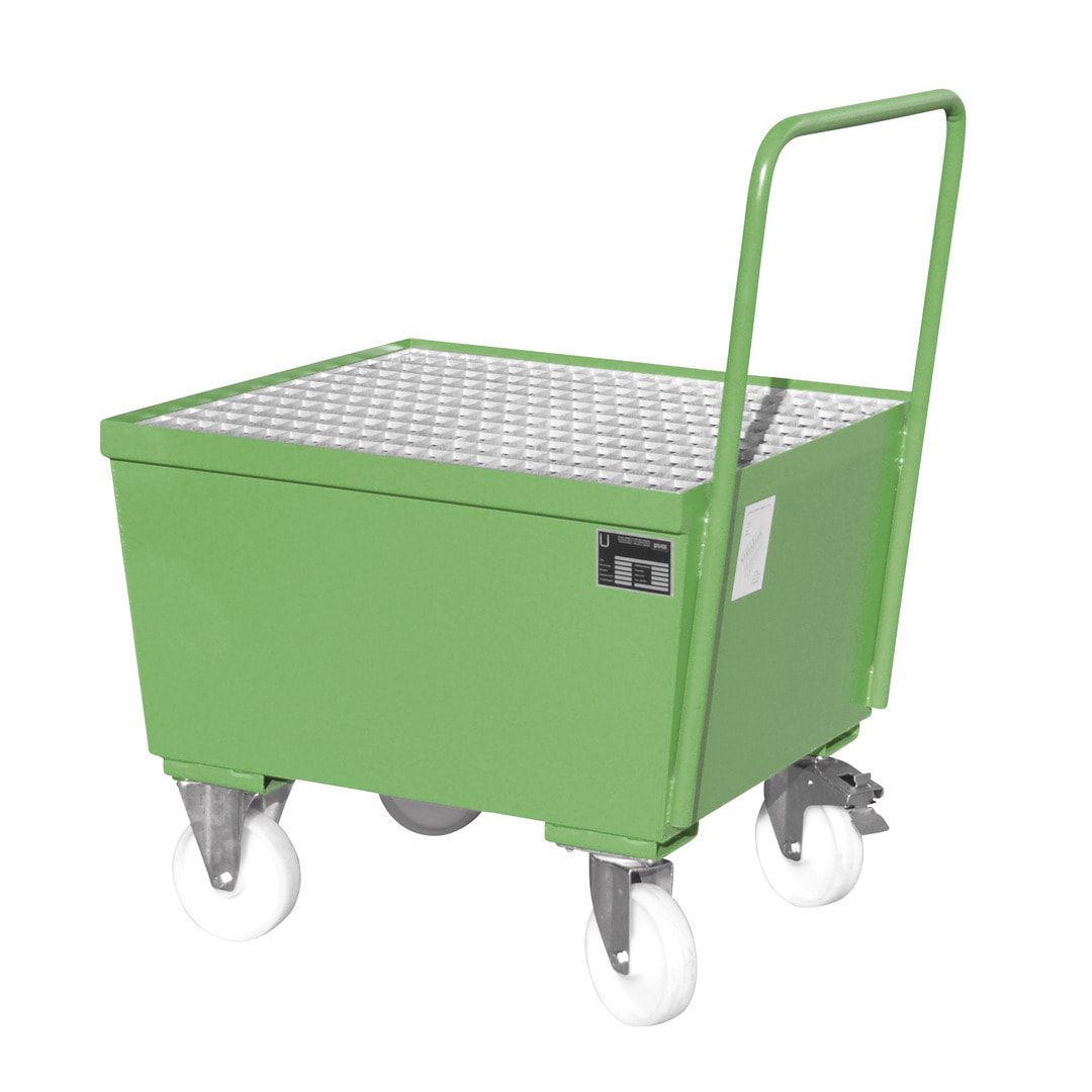 Auffangwanne - 215 l - für 1 x 200-l-Fass - Rollen - Griff - feuerrot