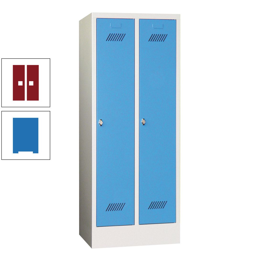 Spindschrank f. Schulen - mit Sockel - Höhe 1.600 mm - 2 Abteile a 300 mm - Drehriegel - anthrazitgrau