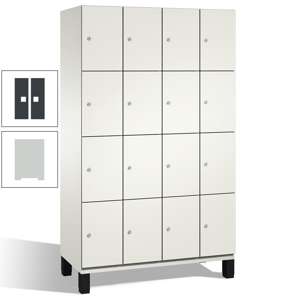 Fächerschrank, Stahlschrank, 16 Fächer, Türöffnungsbegrenzer, mit Füßen, Korpus lichtgrau, Tür anthrazitgrau, 1.980 x 1.200 x 525 mm (HxBxT)