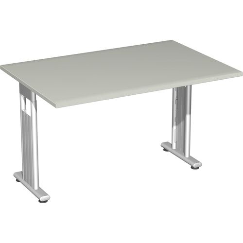 Schreibtisch mit einseitig verkürzt Füßen - C-Fuß Flex - Bürotisch - Konferenztisch - 720 x 1.200 x 800 mm (HxBxT) - Dekor Ahorn - Gestell silber