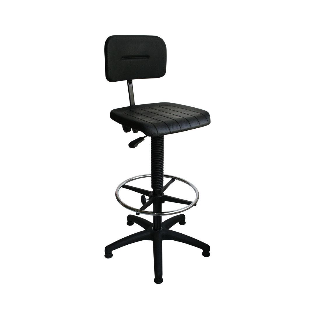 Arbeitsstuhl mit Fußring - Bürostuhl - Sitzhöhe 540 - 800 mm - Buche - Rückenlehne klein - Gleiter