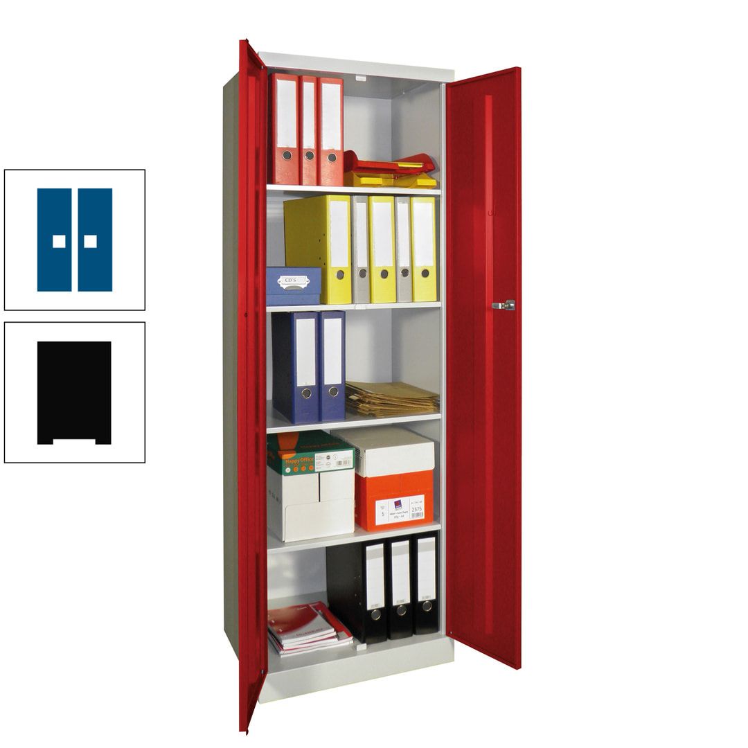Aktenschrank - Sockel - 4 Böden - 1.800x600x500 mm (HxBxT) - Zylinderschloss - anthrazitgrau