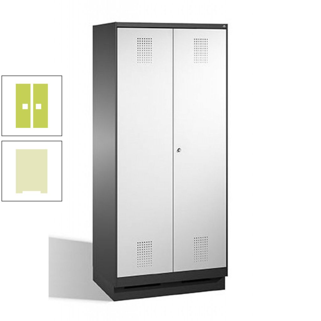 Doppel-Spind, Doppeltüren, Garderobenschrank mit Sockel, 2 Abteile a 400 mm, Korpus anthrazitgrau, Tür anthrazitgrau, 1.800 x 800 x 500 mm (HxBxT)