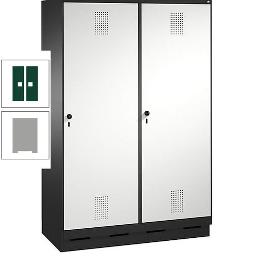Doppel-Spind, Garderobenschrank, 2 Türen für 4 Abteile a 300 mm, Korpus anthrazitgrau, Türen anthrazitgrau, 1.800 x 1.200 x 500 mm (HxBxT)