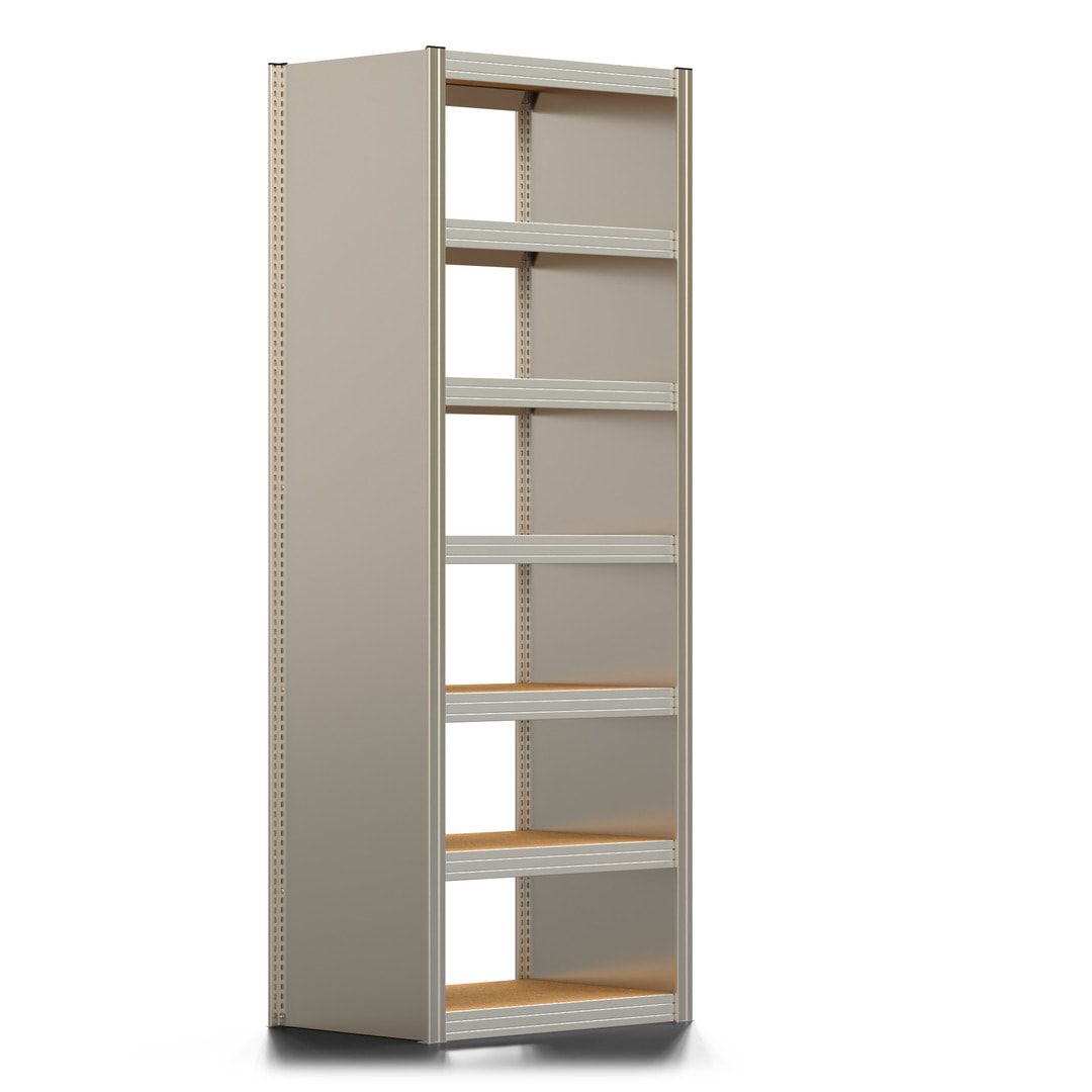 Archivregal mit Holzböden - Seitenwand - 7 Ebenen - 250 kg - 2.500 x 875 x 600 mm (HxBxT) - Anbauregal - verzinkt - Steckregal BERT