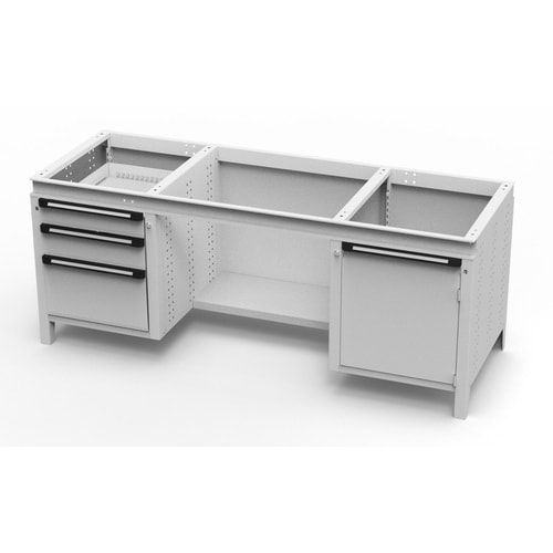 OTTOKIND Werkbank - bündige Arbeitsplatte - 850 x 1.695 x 750 mm (HxBxT) - 3 Schubladen - 1 Schrank - lichtgrau