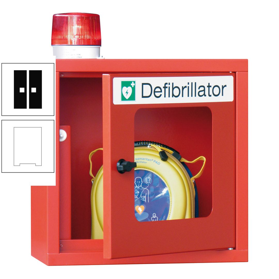 Defibrillatorenschrank mit akustischem und optischem Alarm - 490 x 400 x 200 mm (HxBxT) - Sichtfenster - anthrazitgrau