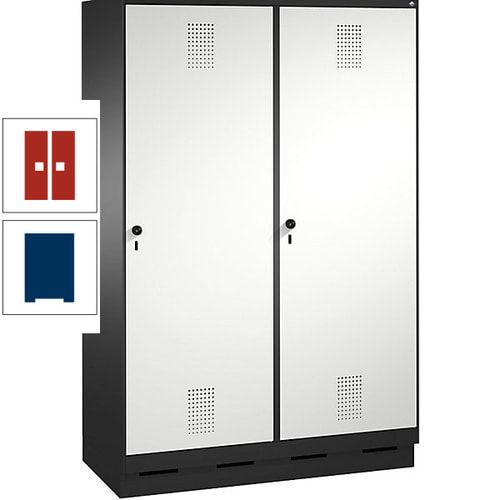 Doppel-Spind, Garderobenschrank, 2 Türen für 4 Abteile a 300 mm, Korpus anthrazitgrau, Türen anthrazitgrau, 1.800 x 1.200 x 500 mm (HxBxT)