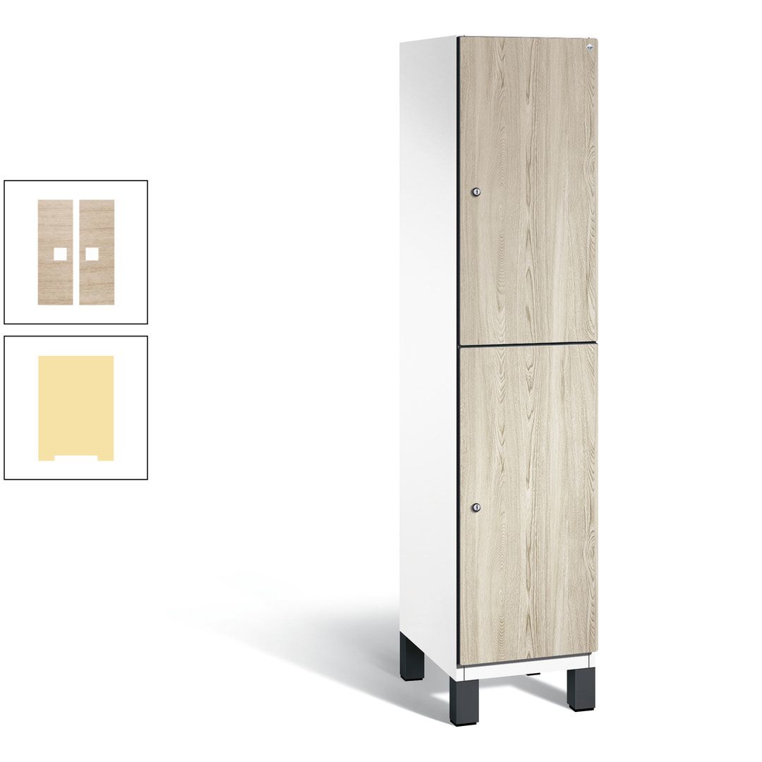 Fächerschrank, Garderobenschrank, mit Füßen, 1 Abteile, 1.980 x 400 x 525 mm (HxBxT), Korpus anthrazitgrau, Tür Donau-Ahorn
