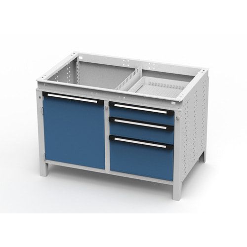 OTTOKIND Werkbank - bündige Arbeitsplatte - 850 x 1.150 x 750 mm (HxBxT) - 3 Schubladen - Schrank - lichtgrau