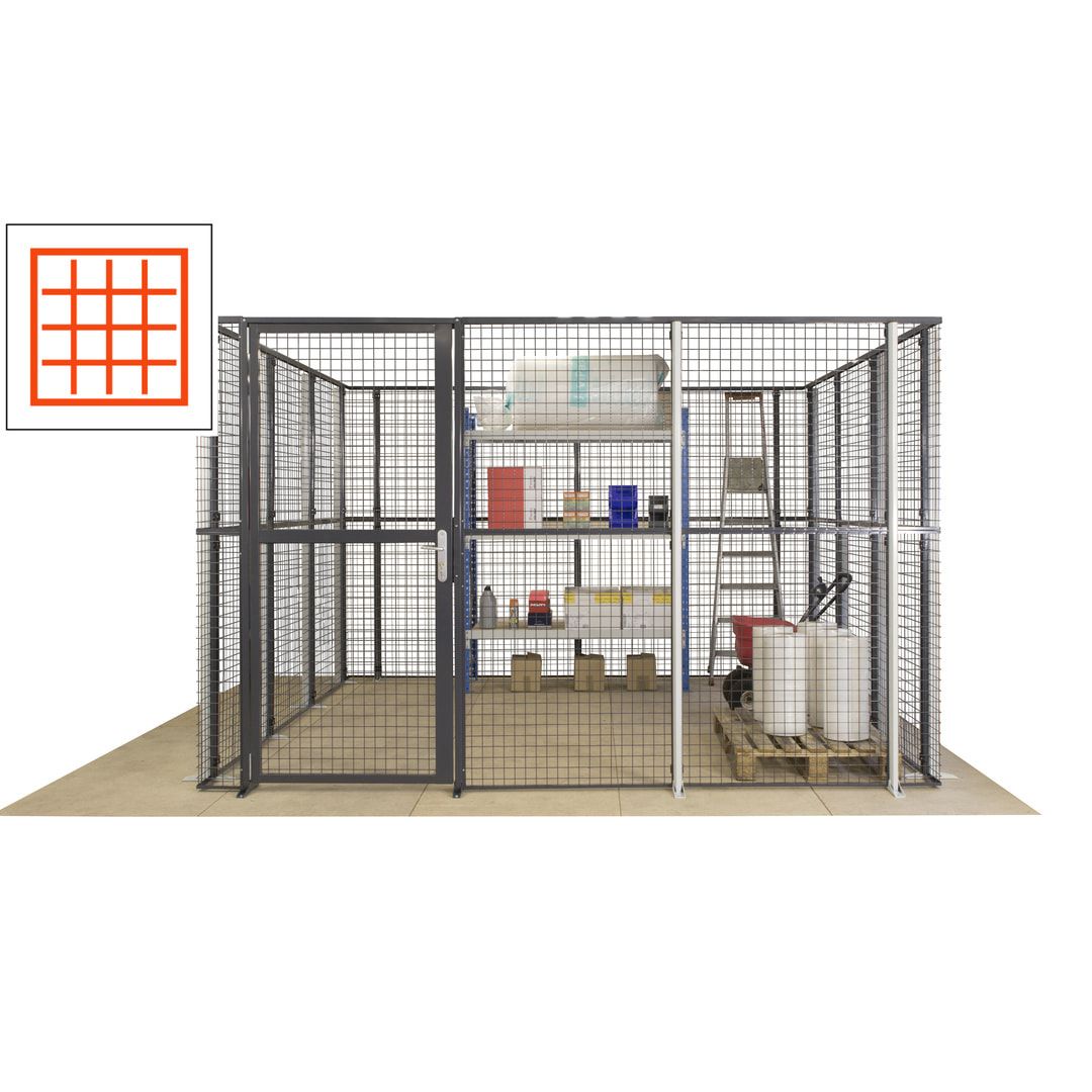 Maschinen Schutzgitter - Hallentrennwand - Sicherheitszaun - Tür - 108 m - 2.200 x 33.400 x 21.400 mm (HxBxT) - enzianblau