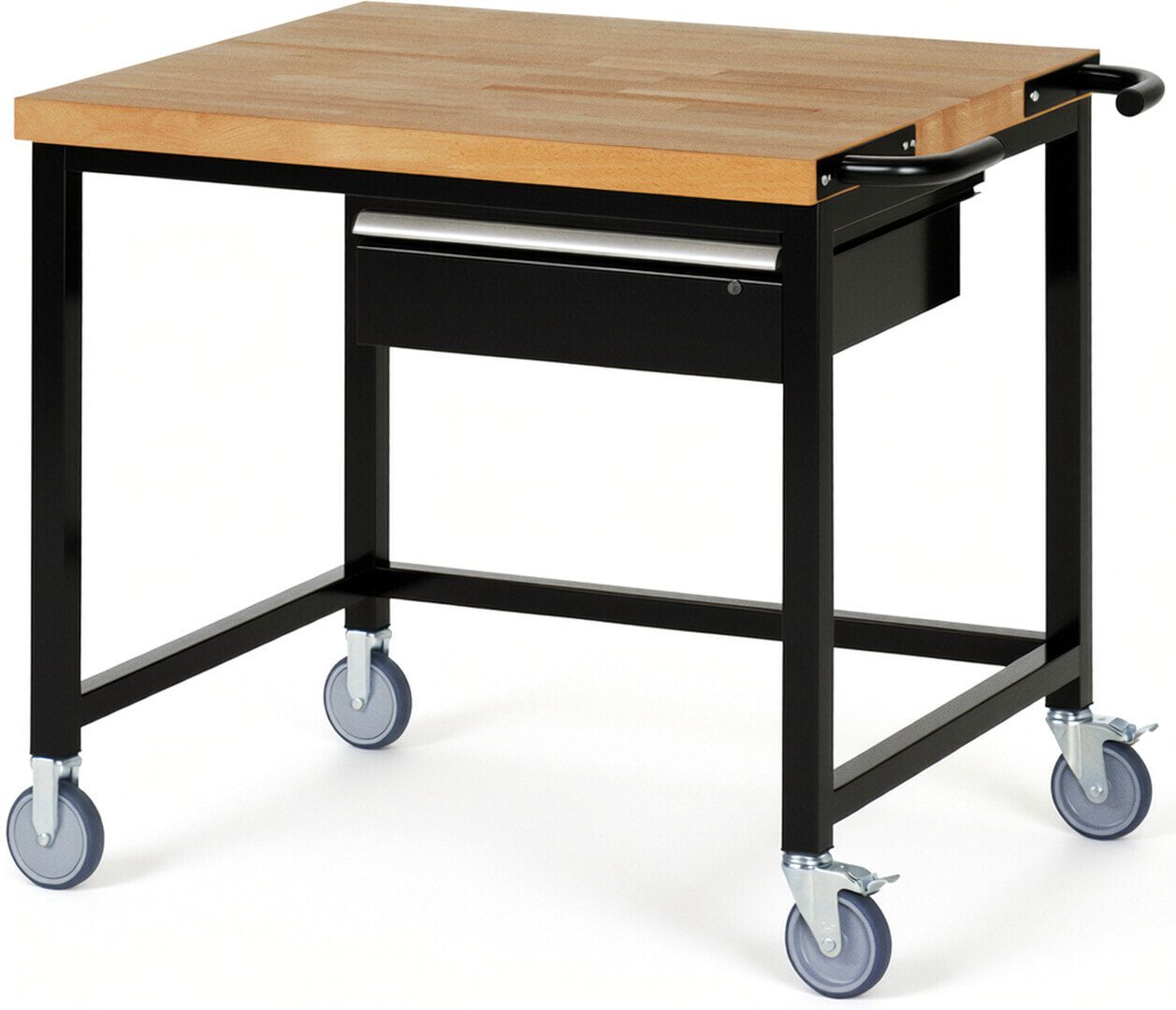 Mobile Werkbank mit 1 Schublade - 150:1 - höhenverstellbar 880-1.080 mm - 1.000 x 900 mm (BxT) - 450 kg - Buche - Anthrazitgrau