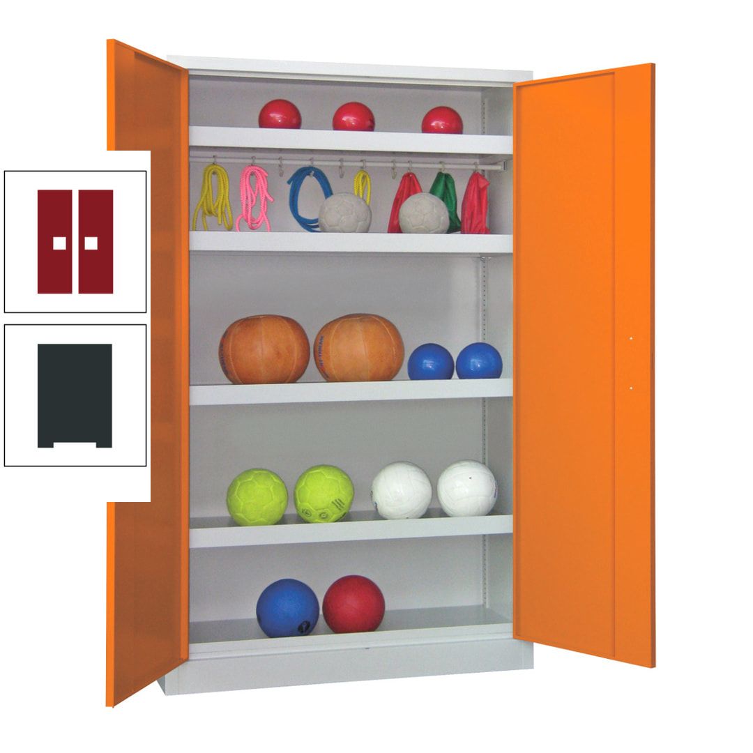 Ballschrank - Vollblechtüren - 4 Böden - 1 Hakenleiste - 1.950x1.200x500 mm (HxBxT) - anthrazitgrau