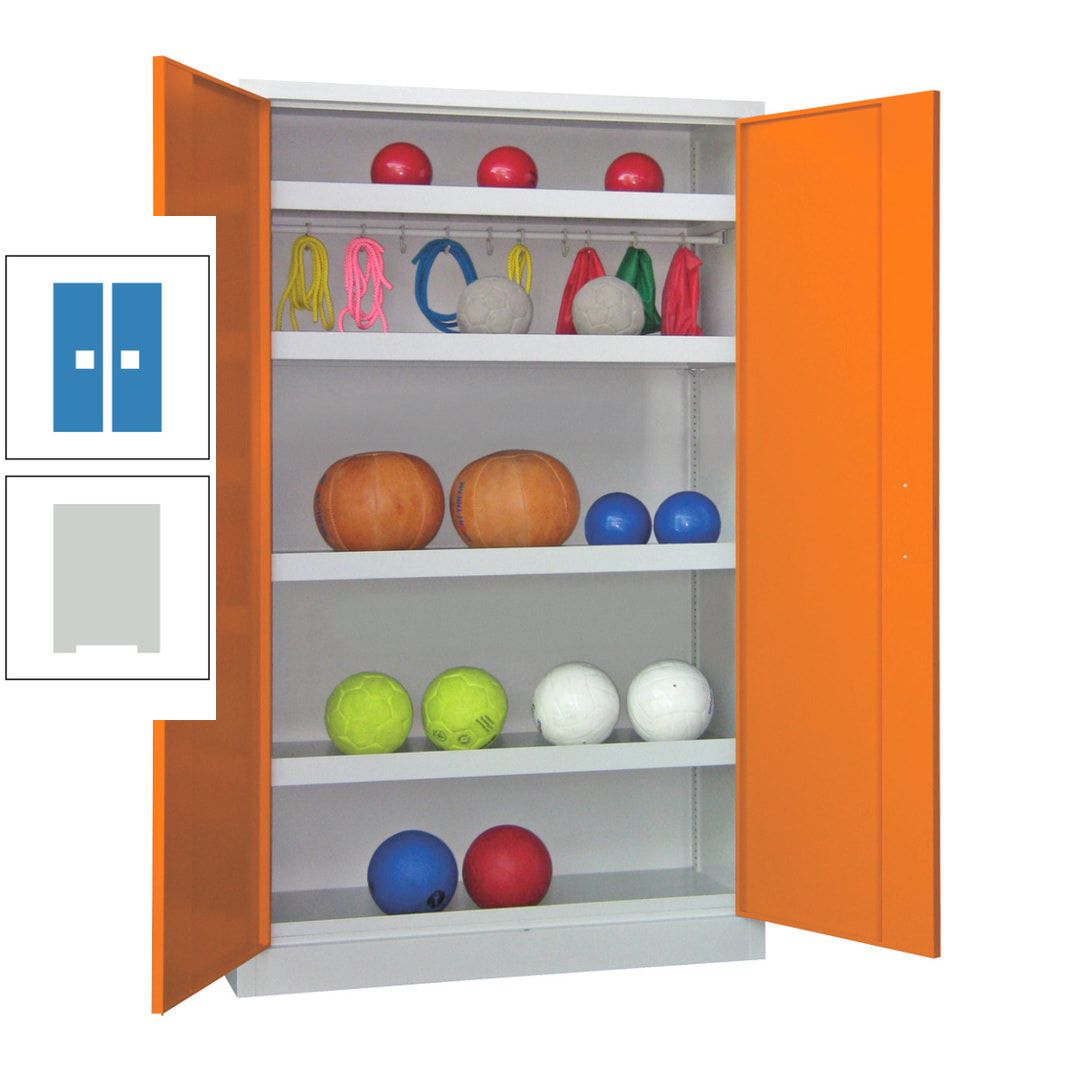 Ballschrank - Vollblechtüren - 4 Böden - 1 Hakenleiste - 1.950x1.200x500 mm (HxBxT) - anthrazitgrau