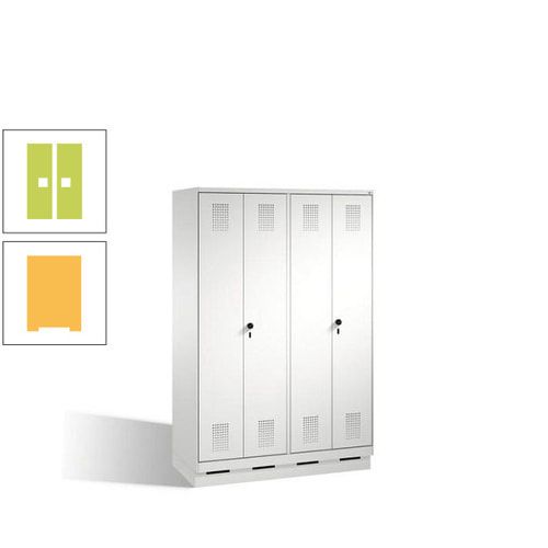 Doppel-Spind, Doppeltüren, Garderobenschrank mit Sockel, 4 Abteile a 300 mm, Korpus anthrazitgrau, Tür anthrazitgrau, 1.800 x 1.200 x 500 mm (HxBxT)