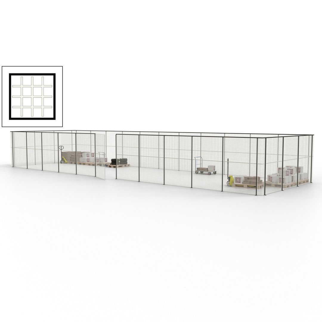 Maschinen Schutzgitter - Hallentrennwand - Sicherheitszaun - Tür - 42 m - 2.200 x 16.900 x 4.900 mm (HxBxT) - enzianblau
