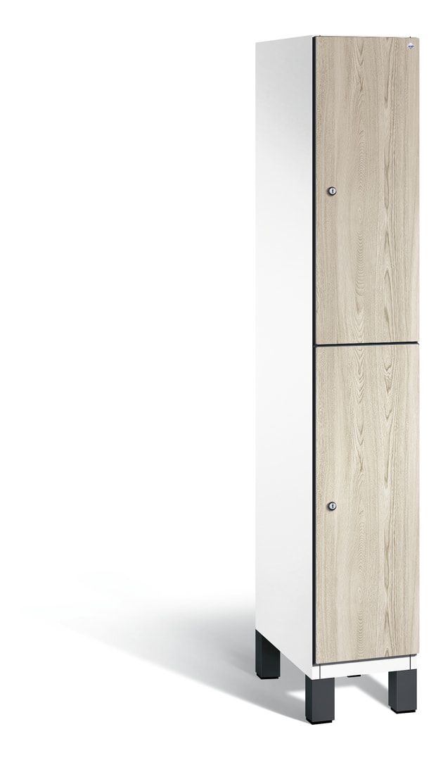 Fächerschrank, Garderobenschrank, mit Füßen, 1 Abteile, 1.980 x 300 x 525 mm (HxBxT), Korpus anthrazitgrau, Tür Donau-Ahorn