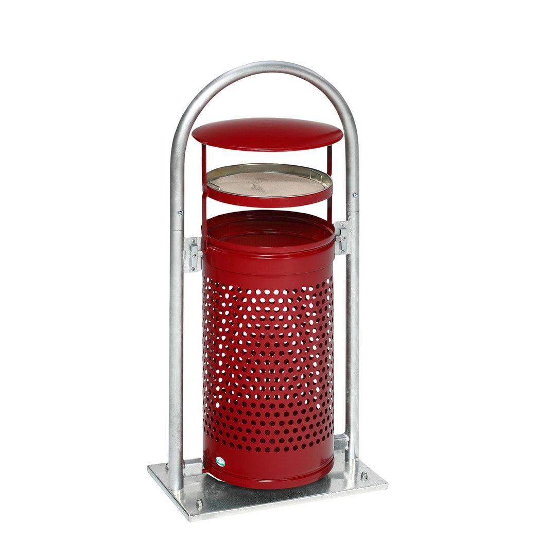 Abfallbehälter mit Ascher - 65 l - für Außeneinsatz - 580x380x1280mm - blau/weiß