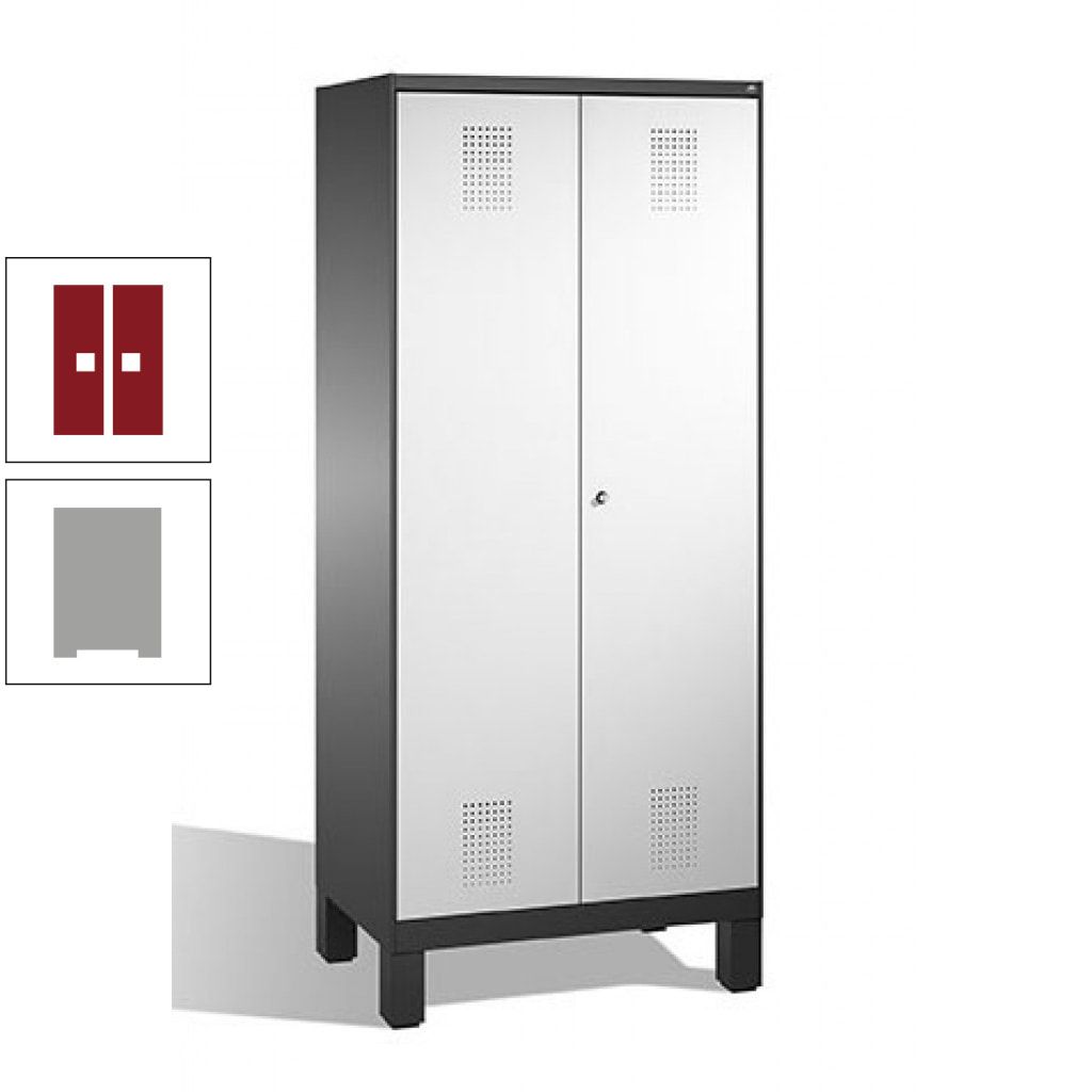 Mehrzweckschrank, Doppeltüren, auf Füßen, 2 Abteile a 400 mm, Korpus anthrazitgrau, Tür anthrazitgrau, 1.850 x 800 x 500 mm (HxBxT)