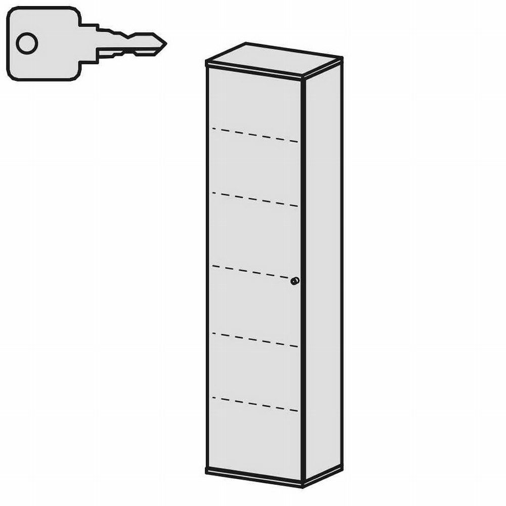 Flügeltürenschrank, Holztüren, Schloss links, 6 Ordnerhöhen, 5 Einlegeböden, 2.304 x 600 x 425 mm (HxBxT), Frontfarbe Ahorn, Korpusfarbe Ahorn